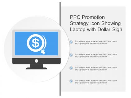 Ppc promotion strategy icon showing laptop with dollar sign