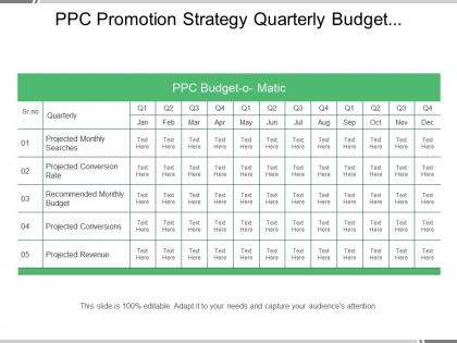 Ppc promotion strategy quarterly budget planning matrix