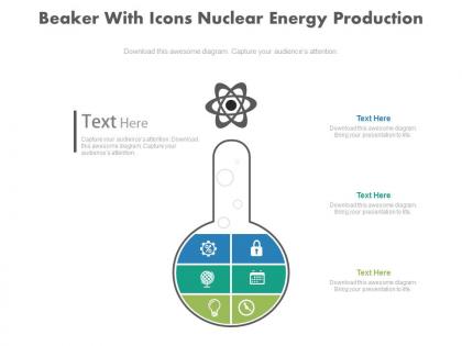 Ppt beaker with icons nuclear energy production flat powerpoint design