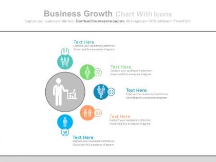 Ppt business growth chart with icons flat powerpoint design