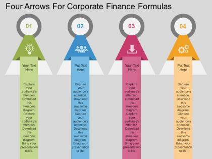 Ppt four arrows for corporate finance formulas flat powerpoint design