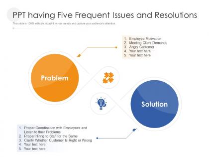 Ppt having five frequent issues and resolutions infographic template