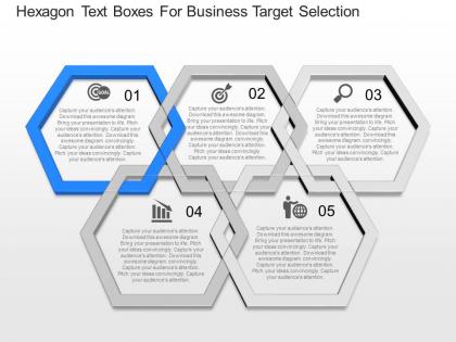 Ppt hexagon text boxes for business target selection powerpoint template