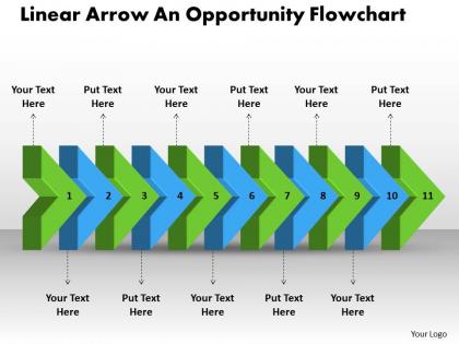 Ppt linear arrow an opportunity flowchart business powerpoint templates 11 stages
