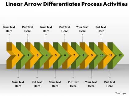 Ppt linear arrow differentiates process activities business powerpoint templates 12 stages