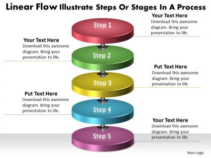 Ppt linear flow illustrate steps or power point stage process business powerpoint templates 5 stages