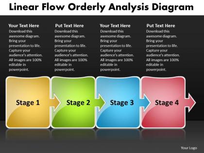 Ppt linear flow orderly analysis network diagram powerpoint template business templates 4 stages