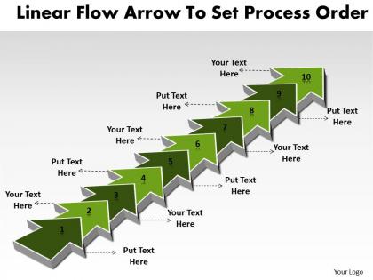 Ppt linear flow shapes arrows powerpoint to set process order business templates 10 stages