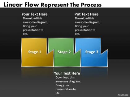 Ppt linear process flow powerpoint template represent the business templates 3 stages