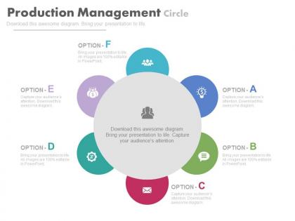 Ppt six staged production management cycle flat powerpoint design