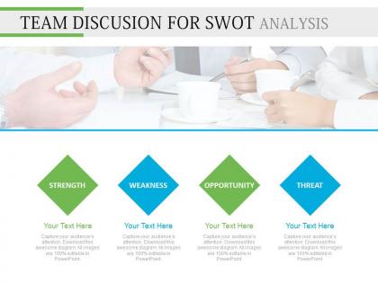 Ppt team discussion for swot analysis flat powerpoint design