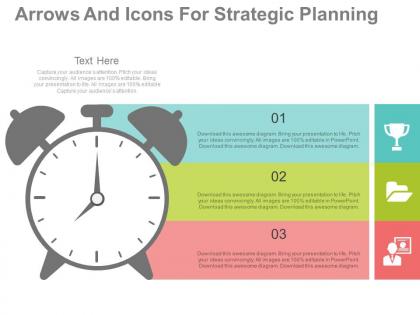 Ppts clock and three tags for time management flat powerpoint design