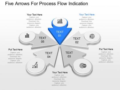 Ppts five arrows for process flow indication powerpoint template