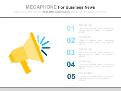 Ppts five staged megaphone for business news flat powerpoint design