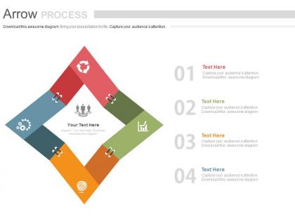 Ppts four staged arrow process chart and icons for agile management flat powerpoint design