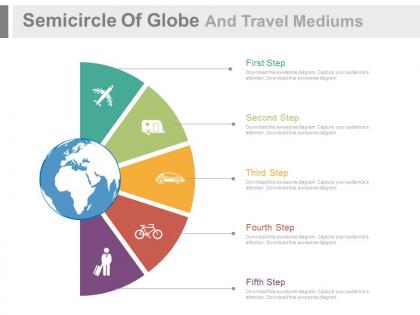 Ppts semicircle of globe and travel mediums flat powerpoint design