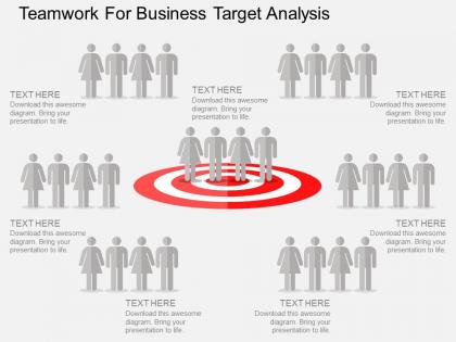 Ppts teamwork for business target analysis flat powerpoint design
