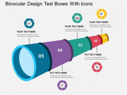 Pptx binocular design text boxes with icons flat powerpoint design