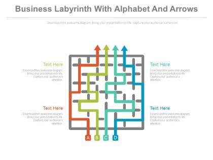 Pptx business labyrinth with alphabet and arrows flat powerpoint design