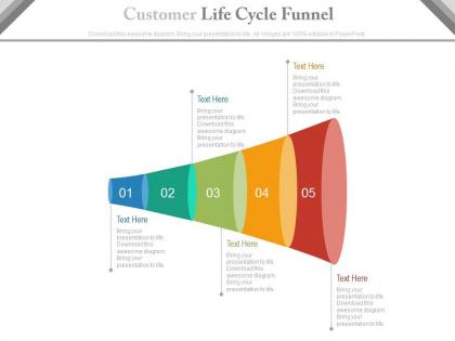 Pptx five staged customer life cycle funnel diagram flat powerpoint design