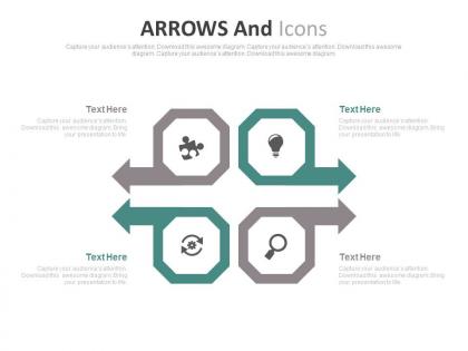 Pptx four arrows and icons for business idea generation flat powerpoint design