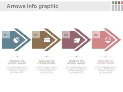 Pptx four sequential arrows and icons for process flow flat powerpoint design