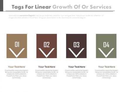 Pptx four tags for linear growth of or services flat powerpoint design