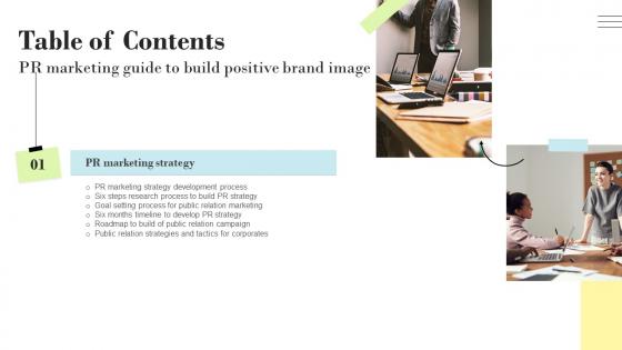 PR Marketing Guide To Build Positive Brand Image Table Of Contents MKT SS V