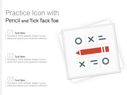Practice icon with pencil and tick tack toe