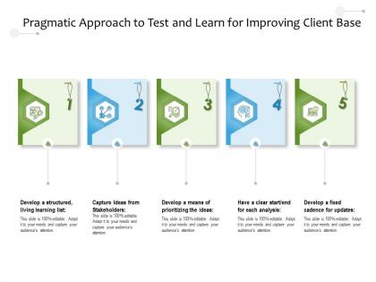 Pragmatic approach to test and learn for improving client base