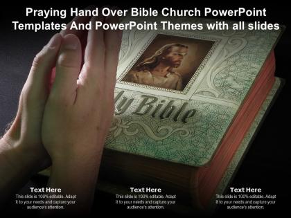 Praying hand over bible church powerpoint templates and powerpoint themes with all slides