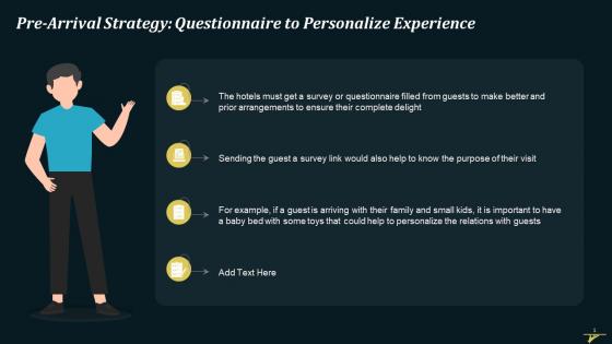 Pre Arrival Strategy Questionnaire To Personalize Experience Training Ppt