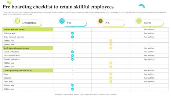 Pre Boarding Checklist To Retain Skillful Employees