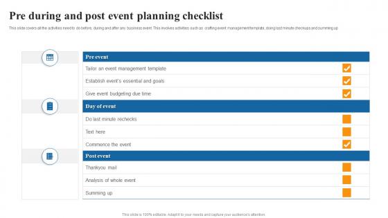 Pre During And Post Event Planning Checklist