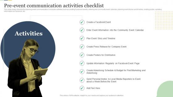 Pre Event Communication Activities Checklist Enterprise Event Communication Guide