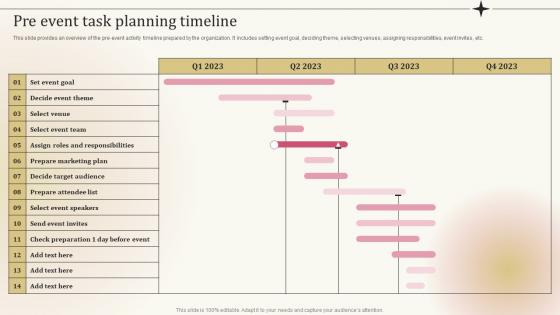 Pre Event Task Planning Timeline Ppt Powerpoint Presentation Layouts Format