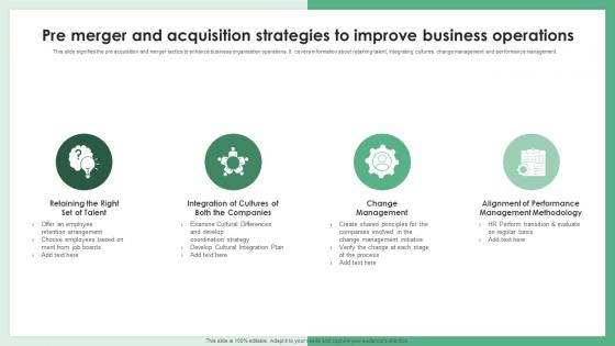 Pre Merger And Acquisition Strategies To Improve Business Operations