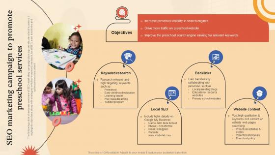 Pre School Marketing Plan Seo Marketing Campaign To Promote Preschool Services Strategy SS