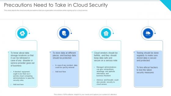 Precautions Need To Take In Cloud Security Cloud Information Security