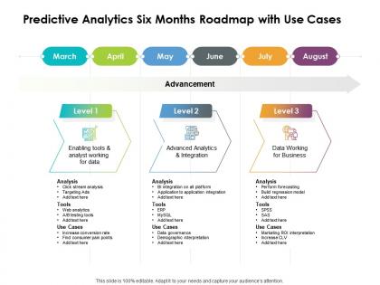 Predictive analytics six months roadmap with use cases
