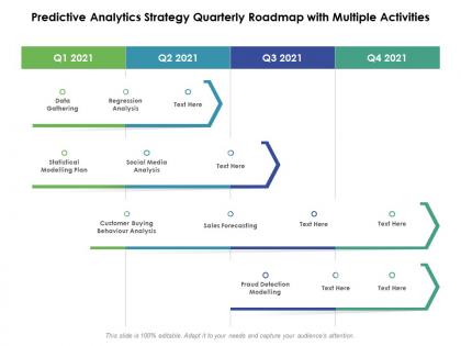 Predictive analytics strategy quarterly roadmap with multiple activities