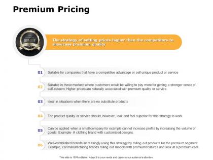Premium pricing ppt powerpoint presentation slides deck