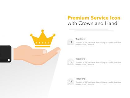 Premium service icon with crown and hand