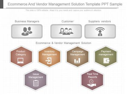 Present ecommerce and vendor management solution template ppt sample