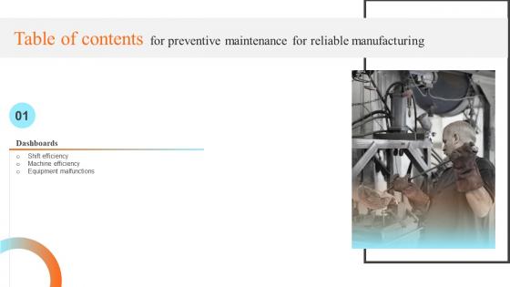 Preventive Maintenance For Reliable Manufacturing For Table Of Contents Ppt Slides Model