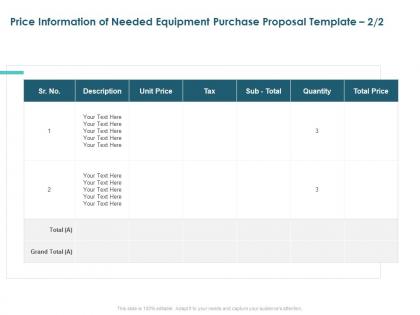 Price information of needed equipment purchase proposal quantity ppt slides