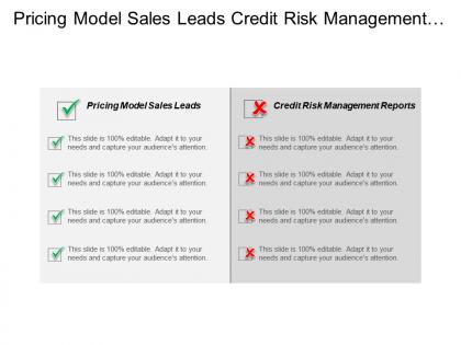 Pricing model sales leads credit risk management reports cpb