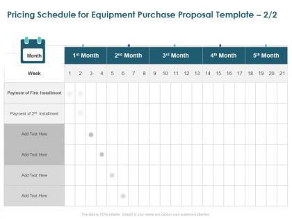 Pricing schedule for equipment purchase proposal installment ppt format