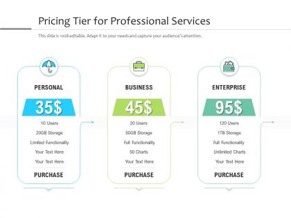 Pricing tier for professional services