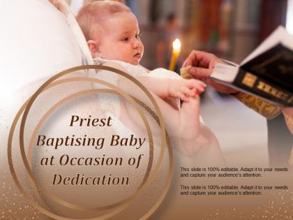 Priest baptising baby at occasion of dedication